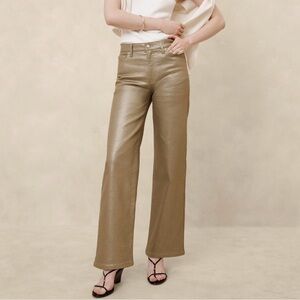 Banana Republic Metallic Taupe Wide-Leg Pants